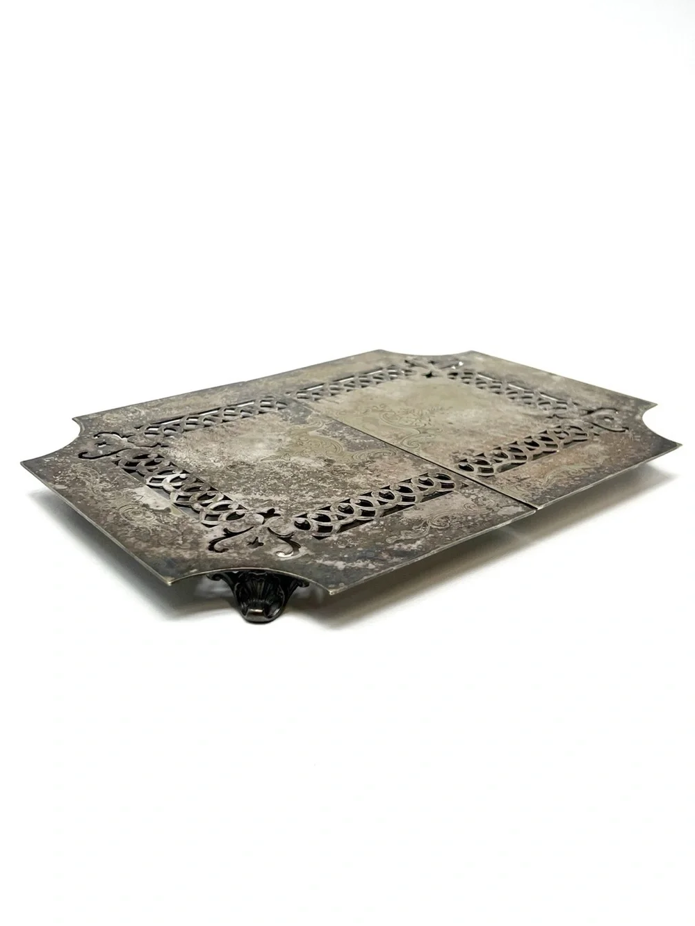 Reed & Barton Vintage Telescoping Trivet Hot Plate Silver-Toned Rectangular Vtg